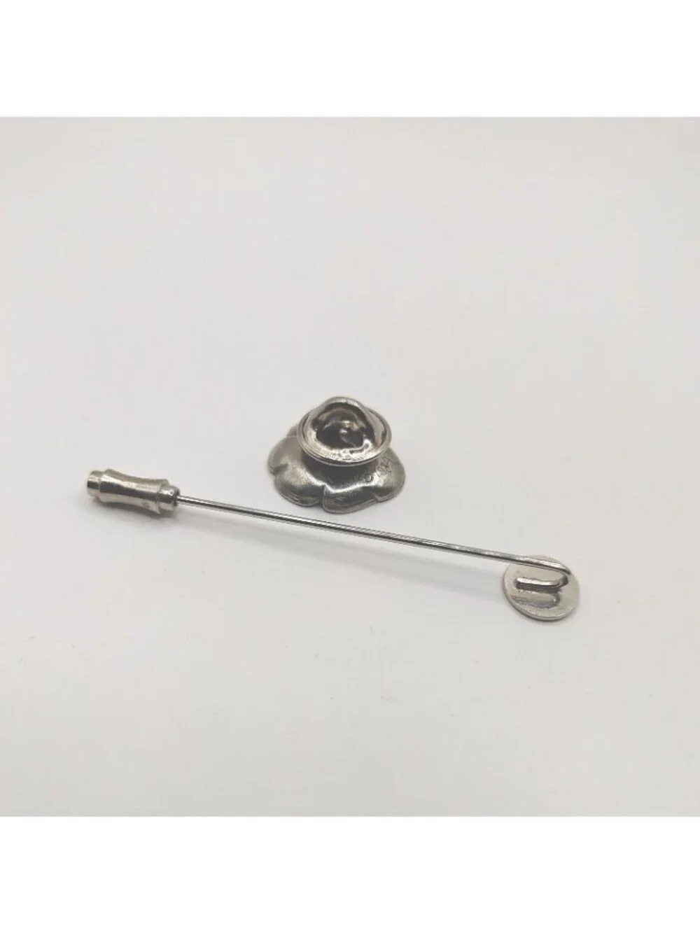 Lot Of 2/stick Pin Silver Tone Signed MV31984 Ying Yang pansy VTG
